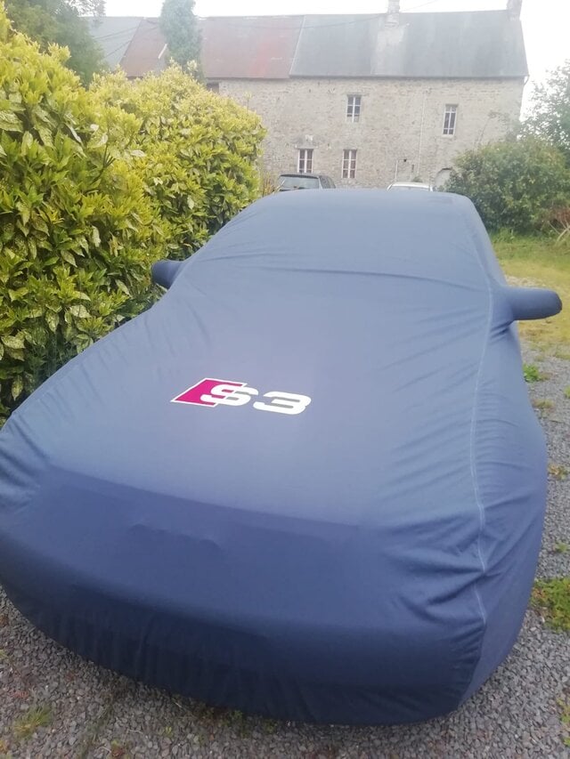 Housse Audi S3 Bleue Logo S3 Domicile