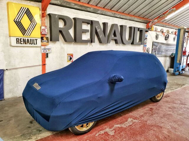 housse renault clio 2 rs bleue logo garage